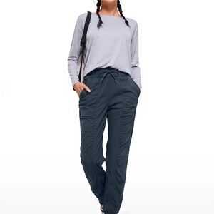 CRZ Striped Joggers with Pockets 28'' - Ruched - Melanite Color